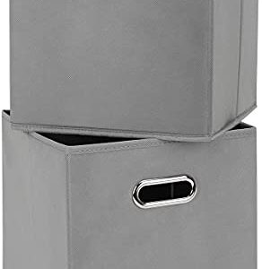 Chippon Foldable Cube Storage Organizer, Collapsible Fabric Storage Bins with Aluminum Handles, 11"x11"x11" for Home Bedroom Office (Grey)