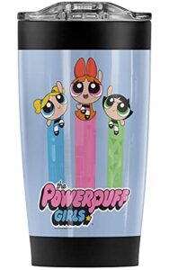 logovision powerpuff girls fly stainless steel tumbler 20 oz coffee travel mug/cup, vacuum insulated & double wall with leakproof sliding lid | great for hot drinks and cold beverages