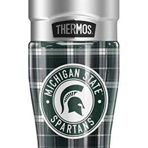 THERMOS Michigan State University Plaid STAINLESS KING Stainless Steel Travel Tumbler, Vacuum insulated & Double Wall, 16oz