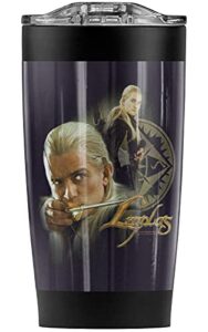 the lord of the rings legolas stainless steel tumbler 20 oz coffee travel mug/cup, vacuum insulated & double wall with leakproof sliding lid | great for hot drinks and cold beverages