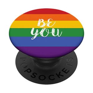 lgbt pride rainbow flag be you popsockets swappable popgrip