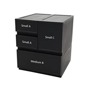 ASTAGE | Storage Drawer, Modular Stackable Drawer, Plastic Storage, Drawer Block | Black Small A