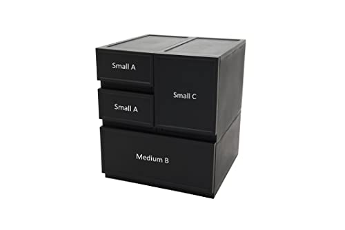 ASTAGE | Storage Drawer, Modular Stackable Drawer, Plastic Storage, Drawer Block | Black Small A