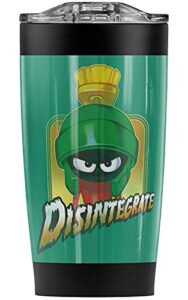 logovision looney tunes marvin disintegrate stainless steel tumbler 20 oz coffee travel mug/cup, vacuum insulated & double wall with leakproof sliding lid | great for hot drinks and cold beverages