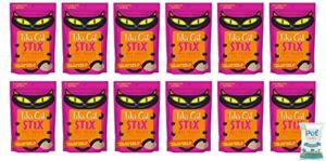 (12 pack, 72 stix) tiki pets cat stix wet treats topper, grain free lickable smooth blend with chicken in creamy gravy with 10ct pet wipes