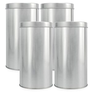 solstice double seal tea canisters (4-pack, large); round metal containers with interior seal lid