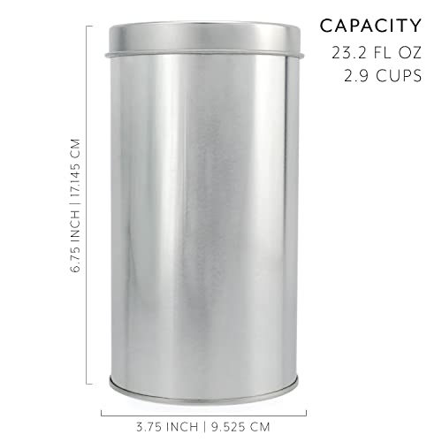 Solstice Double Seal Tea Canisters (4-Pack, Large); Round Metal Containers with Interior Seal Lid