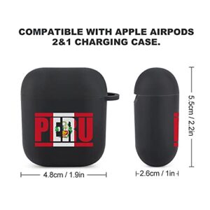 Flag of Peru AirPods Case Cover Protective Silicone Skin for 2&1 with Keychain Black-style1