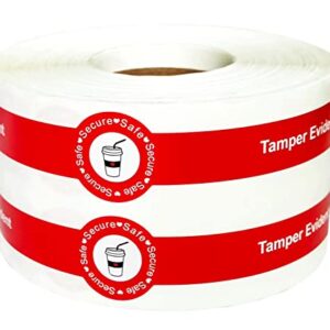 Safe Secure Tamper Evident Seals Stickers for Drink Lids 1" x 9" - 500 Pcs Food Delivery Stickers Sealed for Freshness Labels Drink Food Seal Stickers