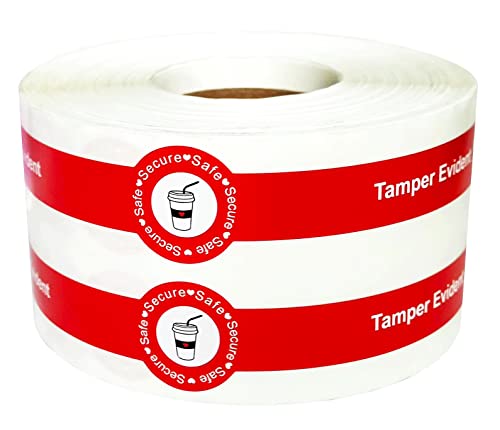 Safe Secure Tamper Evident Seals Stickers for Drink Lids 1" x 9" - 500 Pcs Food Delivery Stickers Sealed for Freshness Labels Drink Food Seal Stickers