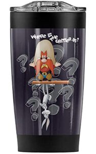 looney tunes yosemite sam where the critter stainless steel tumbler 20 oz coffee travel mug/cup, vacuum insulated & double wall with leakproof sliding lid | great for hot drinks and cold beverages