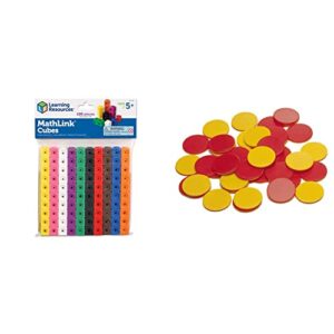 learning resources two-color counters, red/yellow, set of 200 & mathlink cubes, educational counting toy, early math skills, set of 100 cubes