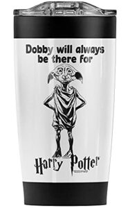 harry potter dobby will always be there stainless steel tumbler 20 oz coffee travel mug/cup, vacuum insulated & double wall with leakproof sliding lid | great for hot drinks and cold beverages