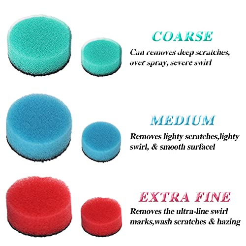 AuInLand Mini Buffing Polishing Pads, 31PCS Mini Detail Polisher Pads Used on Rotary Tools, Mini Polisher Tool for Detailing Polishing Waxing in Tight Area, with One Flexible Shaft Attachment