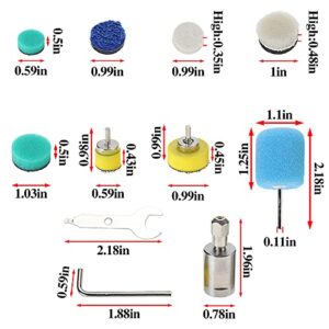 AuInLand Mini Buffing Polishing Pads, 31PCS Mini Detail Polisher Pads Used on Rotary Tools, Mini Polisher Tool for Detailing Polishing Waxing in Tight Area, with One Flexible Shaft Attachment