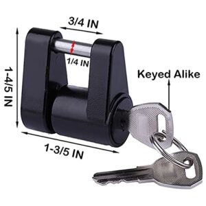 WHSSFINE Trailer Lock Kit Keyed Alike Tongue and Hitch Pin Lock with 5/8 and 1/2 Inch Pins Fit Class I II III IV V Receiver to Secure Trailer for Towing and Storage (4 Pack)