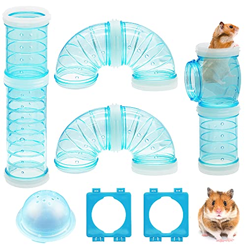 Hamster Tubes Set, FULANDL Transparent Hamster Cage Adventure External Pipe, Creative DIY Assorted Connection Tunnel Track Hamster Toys to Expand Space for Small Animals Like Hamster, Mouse-2.16In