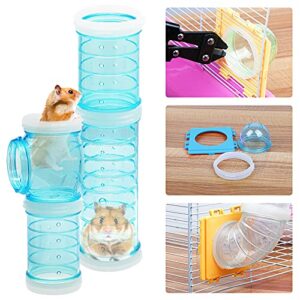 Hamster Tubes Set, FULANDL Transparent Hamster Cage Adventure External Pipe, Creative DIY Assorted Connection Tunnel Track Hamster Toys to Expand Space for Small Animals Like Hamster, Mouse-2.16In