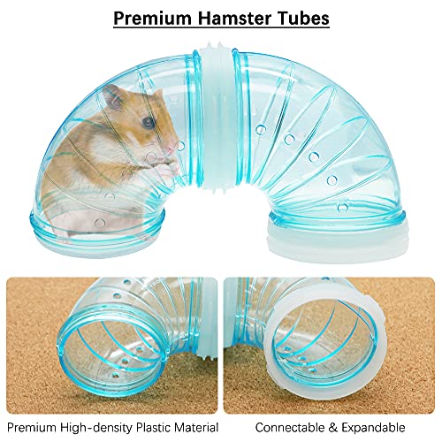 Hamster Tubes Set, FULANDL Transparent Hamster Cage Adventure External Pipe, Creative DIY Assorted Connection Tunnel Track Hamster Toys to Expand Space for Small Animals Like Hamster, Mouse-2.16In