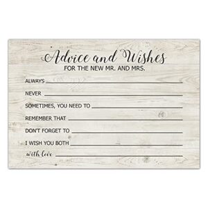 advice and wishes cards for the new mr and mrs, bride & groom, newlyweds, wedding advice cards perfect for bridal shower or wedding, wedding guest book alternative, pack of 50 4x6 inch