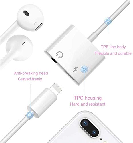 [Apple MFi Certified] Charger Headphones Adapter for iPhone,2 in 1 Belcompany Lightning to 3.5mm Jack Dongle Aux Audio & Charger Splitter Adapter Compatible with iPhone 12/11/XS/XR/X/8/7/iPad/iPod