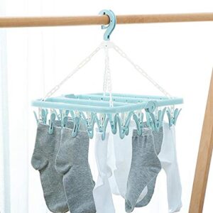 TUKE 32 Clips Folding Clothes Dryer Hanger Children Adults Clothes Dryer Windproof Socks Underwear Plastic Drying Rack