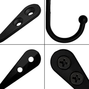 Menecor 32 Pack Small Wall Mounted Single Prong Robe Coat Hooks,Retro Design No Scratch Rustic Coat Hooks Key Hook for Home Bath Kitchen and More,Including 64 PCS Screws (Black)