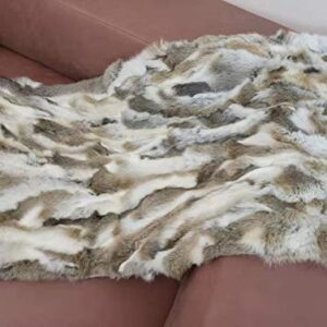 Real Rabbit Fur Throw Blanket Rabbit Fur Pelt Rug with Soft Microsuede Backing Natural Furry Thick Fur Rug Plate Pelz Leather Pelt Straw Yellow, 43.3inx21.6in /3.6ftx1.8ft