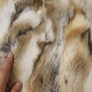 Real Rabbit Fur Throw Blanket Rabbit Fur Pelt Rug with Soft Microsuede Backing Natural Furry Thick Fur Rug Plate Pelz Leather Pelt Straw Yellow, 43.3inx21.6in /3.6ftx1.8ft