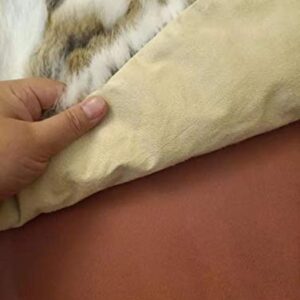 Real Rabbit Fur Throw Blanket Rabbit Fur Pelt Rug with Soft Microsuede Backing Natural Furry Thick Fur Rug Plate Pelz Leather Pelt Straw Yellow, 43.3inx21.6in /3.6ftx1.8ft