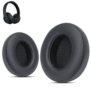 krone kalpasmos studio 3 replacement ear pads, compatible with beats studio 2 & 3 wired/wireless/model b0501/model b0500 headphone, protein leather & memory foam, black