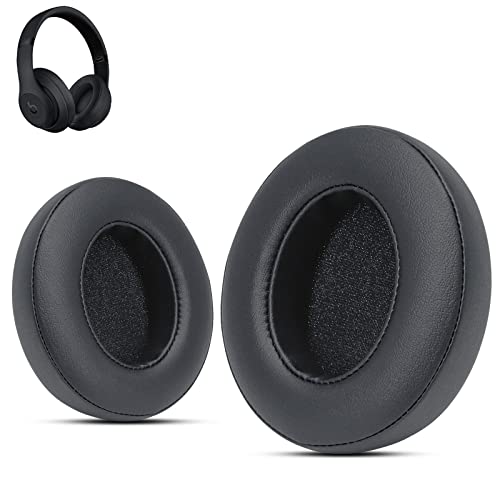 Krone Kalpasmos Studio 3 Replacement Ear Pads, Compatible with Beats Studio 2 & 3 Wired/Wireless/Model B0501/Model B0500 Headphone, Protein Leather & Memory Foam, Black