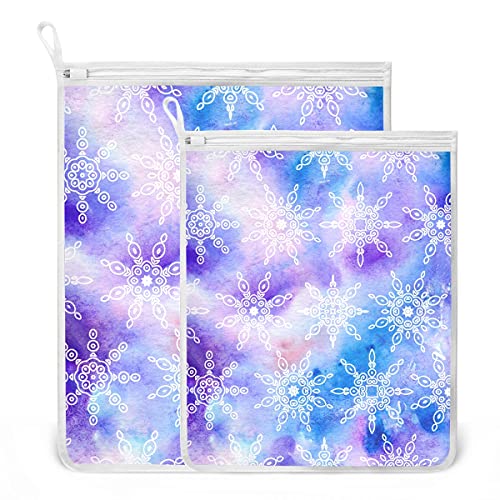 Winter Decorative Snowflakes Laundry Mesh Bag Delicates Lingerie Laundry Wash Bag Heavy Duty with Zipper Laundry Net Bags for Apartment Dorm Family Laundromat