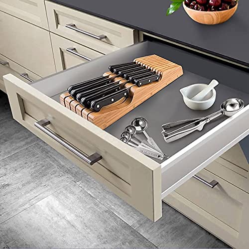 Bamboo In-Drawer Knife Block and Expandable Kitchen Drawer Organize