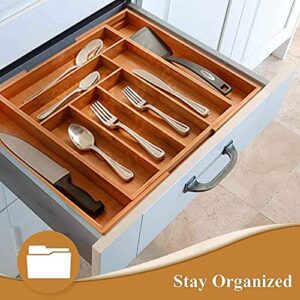 Bamboo In-Drawer Knife Block and Expandable Kitchen Drawer Organize