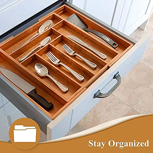 Bamboo In-Drawer Knife Block and Expandable Kitchen Drawer Organize