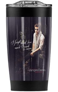 vampire diaries stefan i used to care stainless steel tumbler 20 oz coffee travel mug/cup, vacuum insulated & double wall with leakproof sliding lid | great for hot drinks and cold beverages