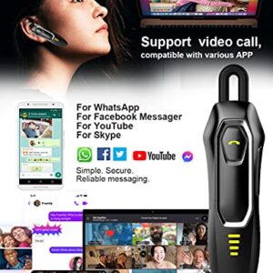 Wireless Bluetooth Earpiece V5.0 for Cell Phone, Powerful Noise Cancelling, Voice Command, Single Ear Bluetooth Headset with Microphone, Handsfree Earpiece for Trucker/Android/iPhone