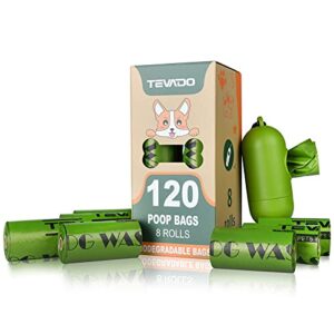 tevado 120pcs dog poop bag, extra thick large poop bags for dogs, premium dog poop bags leak proof, tear resistant dog pet waste bags doggie bags scented with free dispenser