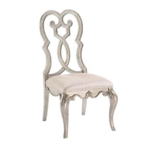 acme furniture set of 2 velvet upholstered side chairs, ivory/antique champagne