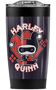 logovision harley quinn quinn chibi stainless steel tumbler 20 oz coffee travel mug/cup, vacuum insulated & double wall with leakproof sliding lid | great for hot drinks and cold beverages