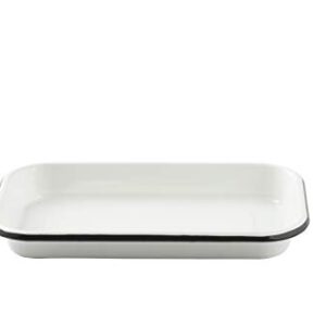 Tablecraft Sheet pan Server, 1/8 Size, Creamy White with Black Rim, 10x6x1.125