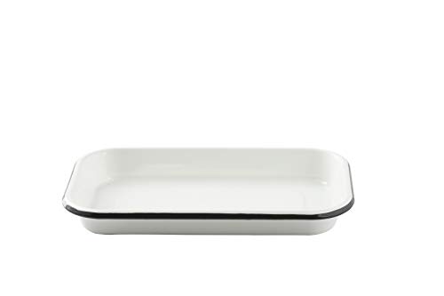 Tablecraft Sheet pan Server, 1/8 Size, Creamy White with Black Rim, 10x6x1.125