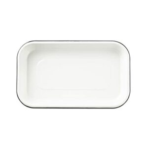 Tablecraft Sheet pan Server, 1/8 Size, Creamy White with Black Rim, 10x6x1.125