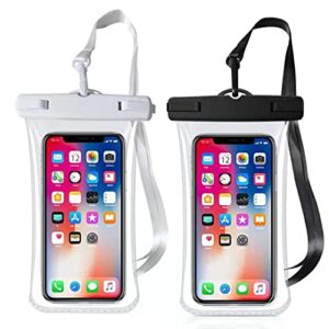 waterproof phone pouch [2 pack], underwater phone case dry bag with lanyard compatible with iphone pro, iphone 11/11 pro/11 pro max x/xs/xr/xs max,8, samsung s10/s9/s8 plus (black) (white)