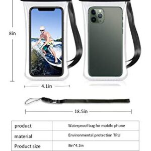 Waterproof Phone Pouch [2 Pack], Underwater Phone Case Dry Bag with Lanyard Compatible with iPhone Pro, iPhone 11/11 Pro/11 Pro Max X/Xs/Xr/Xs Max,8, Samsung S10/S9/S8 Plus (Black) (White)