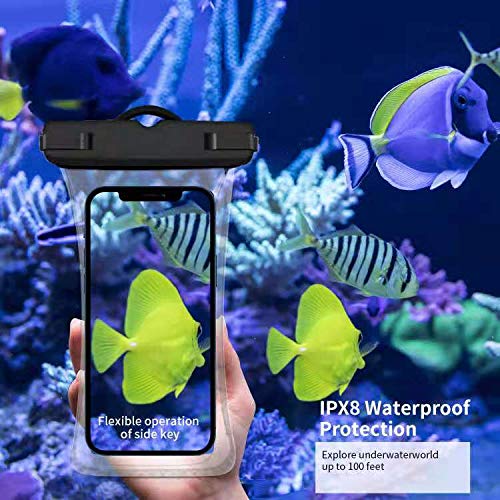 Waterproof Phone Pouch [2 Pack], Underwater Phone Case Dry Bag with Lanyard Compatible with iPhone Pro, iPhone 11/11 Pro/11 Pro Max X/Xs/Xr/Xs Max,8, Samsung S10/S9/S8 Plus (Black) (White)
