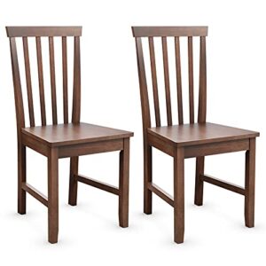 giantex wood dining chair, set of 2 traditional side chair w/high slat back, rubber wood legs, 100 degree curved backrest spacious seat, versatile farmhouse dining chairs for kitchen dining room