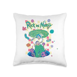 rick and morty falling portals throw pillow, 16x16, multicolor