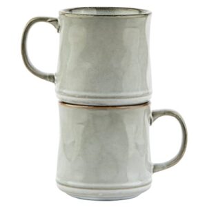 kook glazed coffee mugs, ceramic, microwave & dishwasher safe, 15 oz, java/slate, set of 2 (java/slate circled)